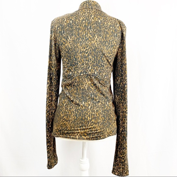 Free People Animal Print Top Shirt Scoop Tie Neck - Picture 3 of 7